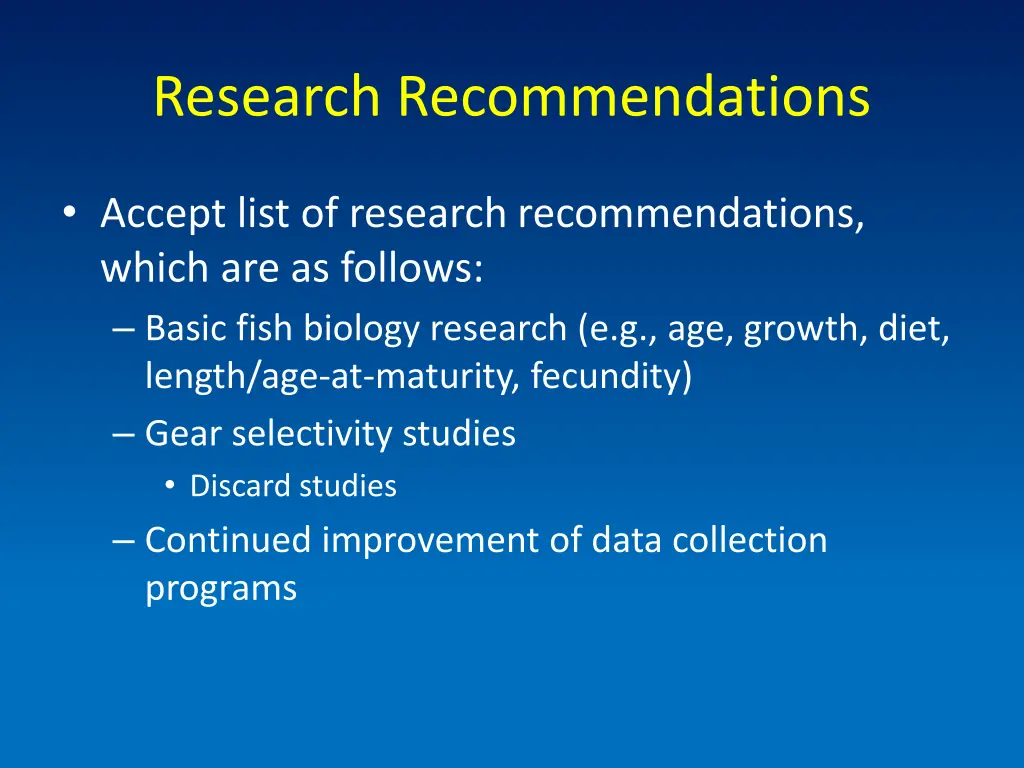 research recommendations