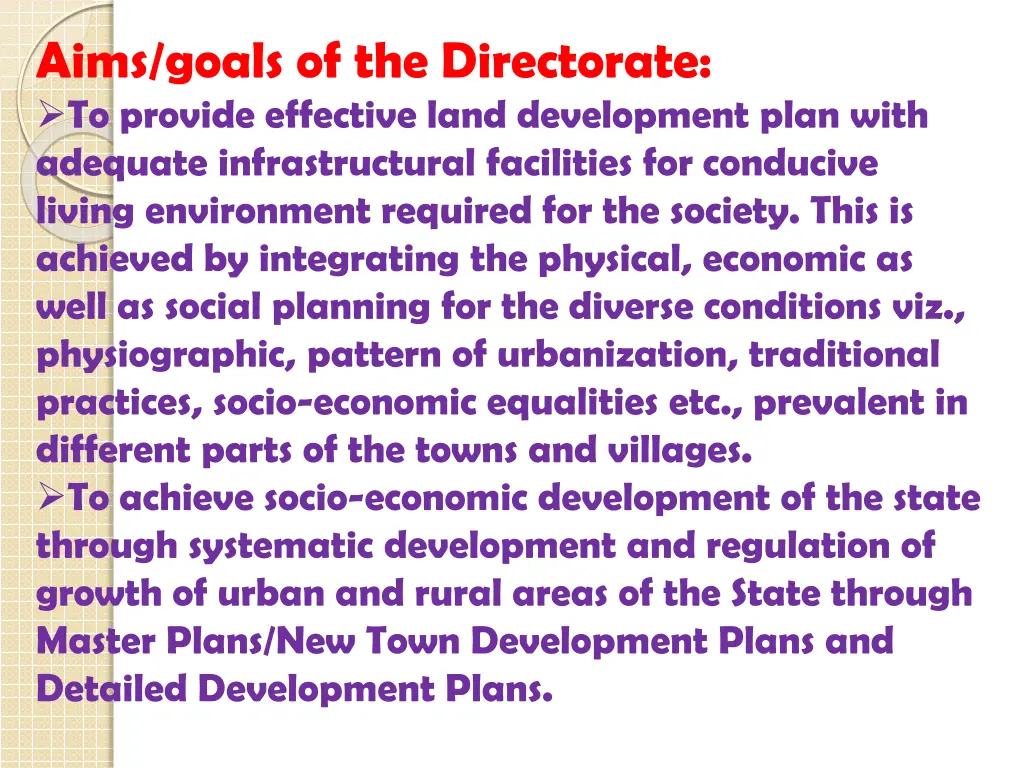 aims goals of the directorate to provide