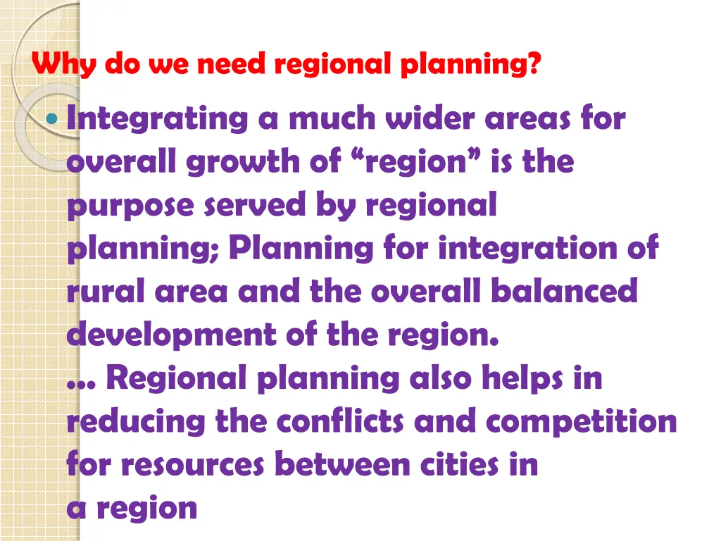 why do we need regional planning