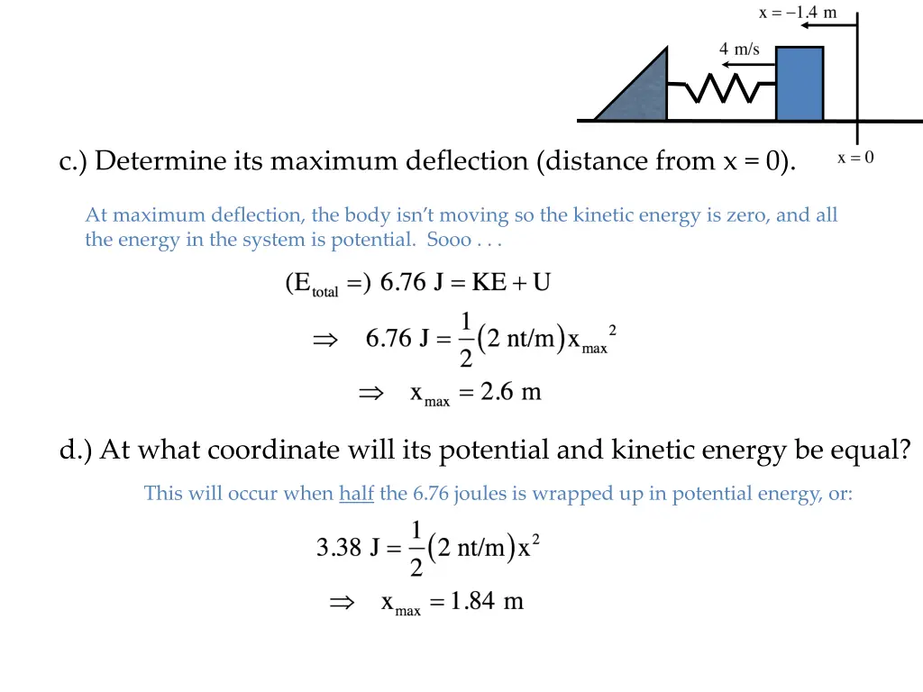 c determine its maximum deflection distance from