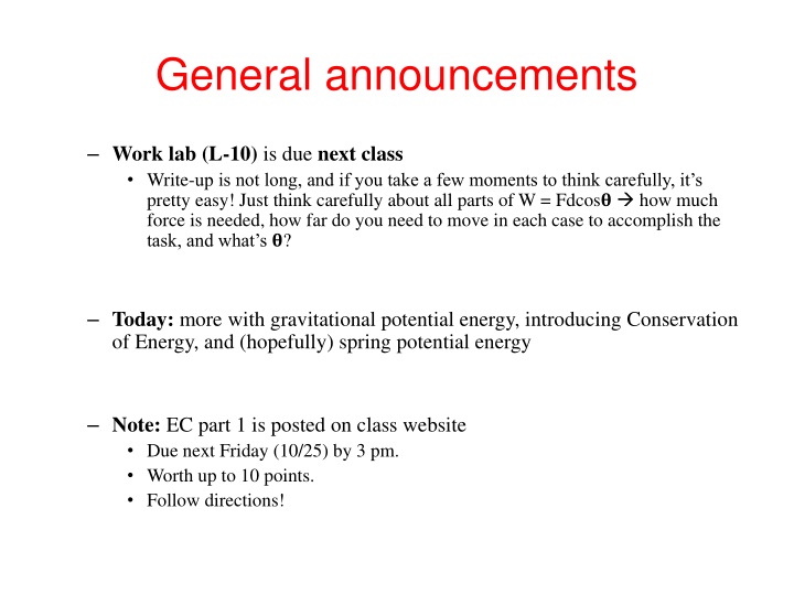 general announcements
