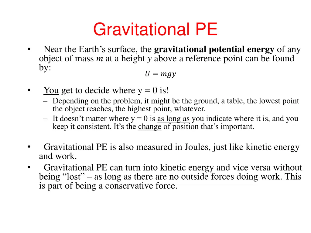gravitational pe near the earth s surface