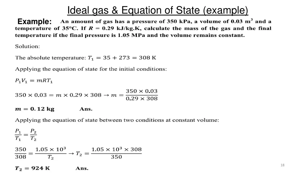 ideal gas equation of state example