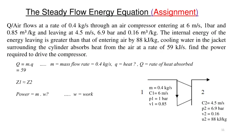 the steady flow energy equation assignment