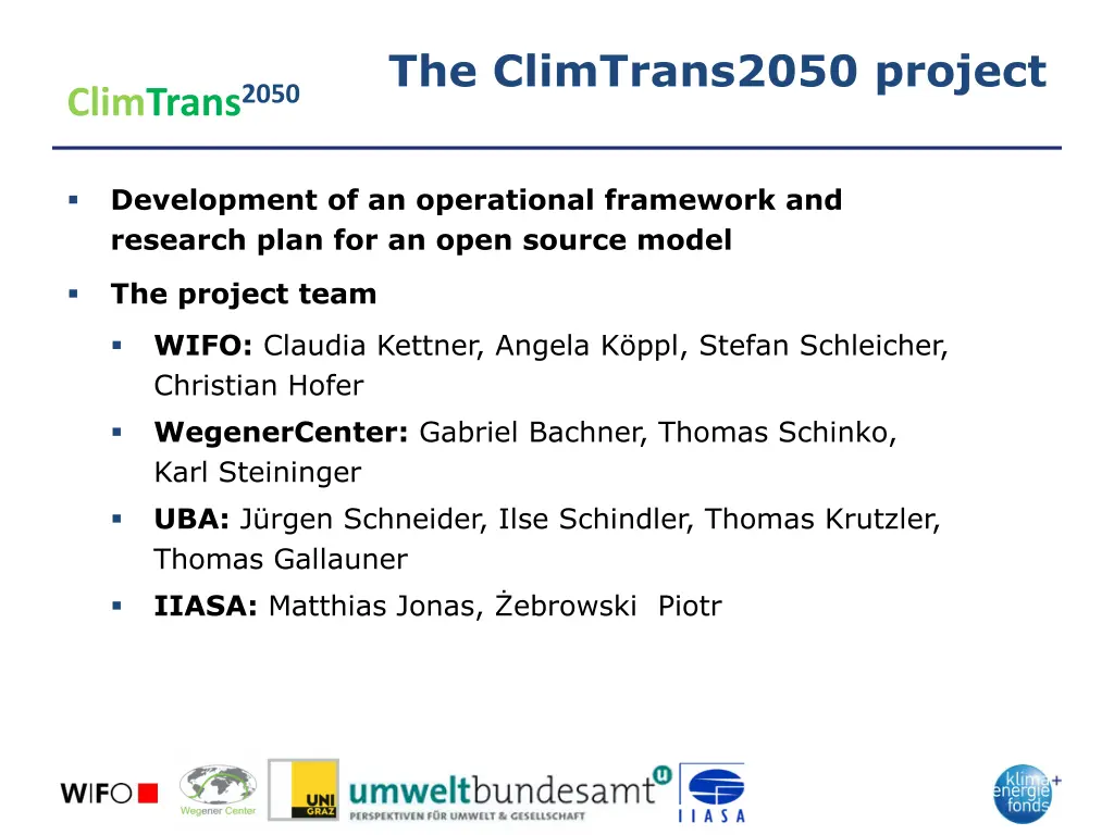 the climtrans2050 project