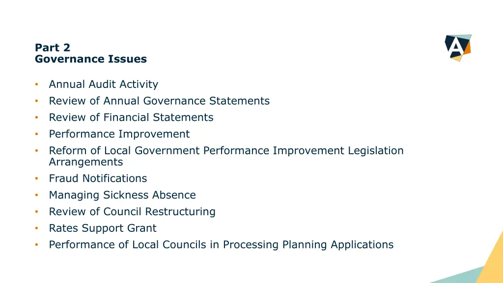 part 2 governance issues