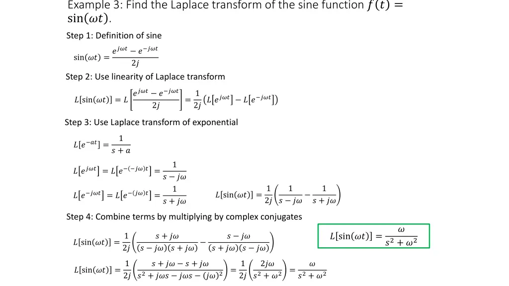 example 3 find the laplace transform of the sine