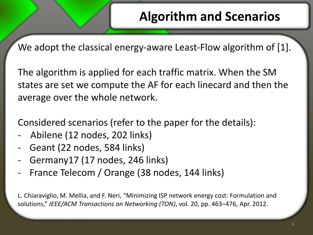 algorithm and scenarios
