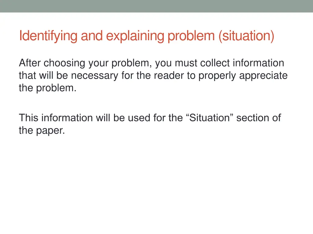 identifying and explaining problem situation 1
