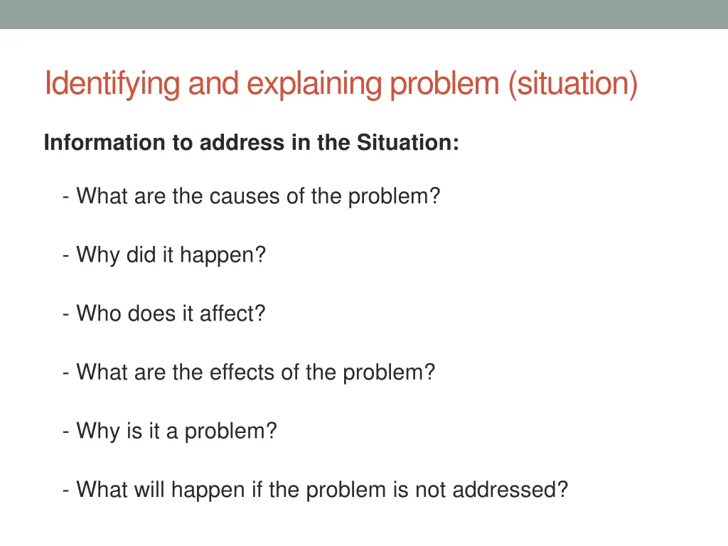 identifying and explaining problem situation 2