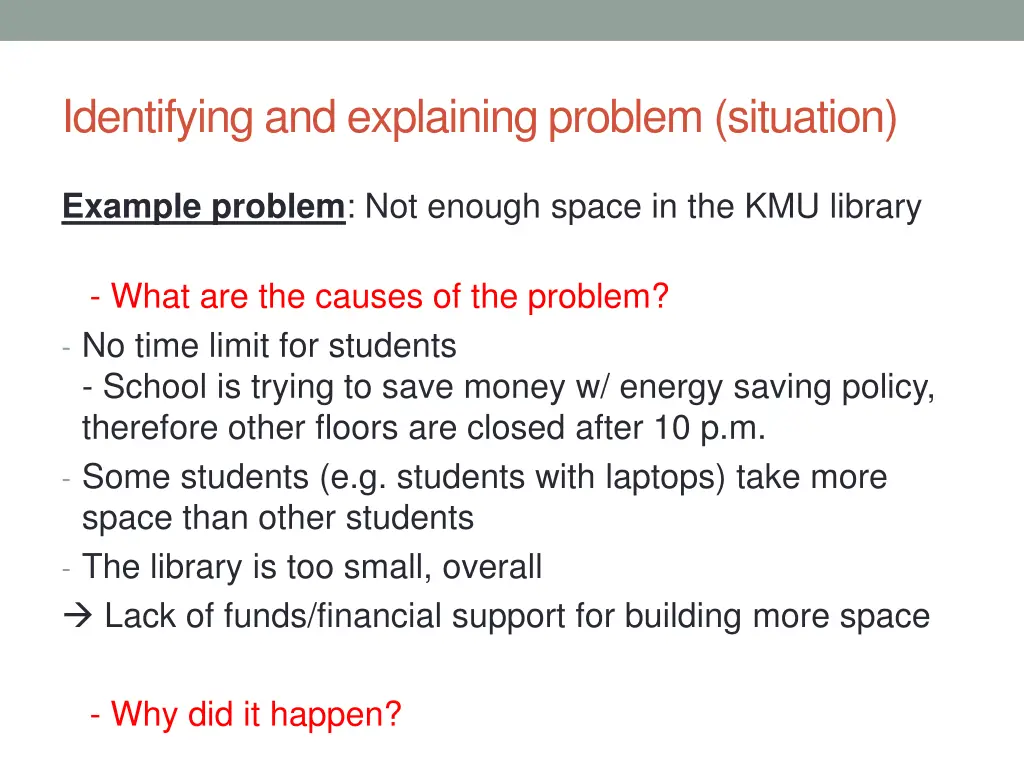 identifying and explaining problem situation 4