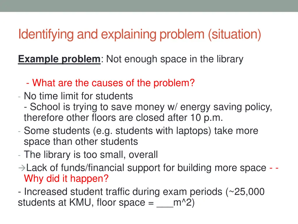 identifying and explaining problem situation 5