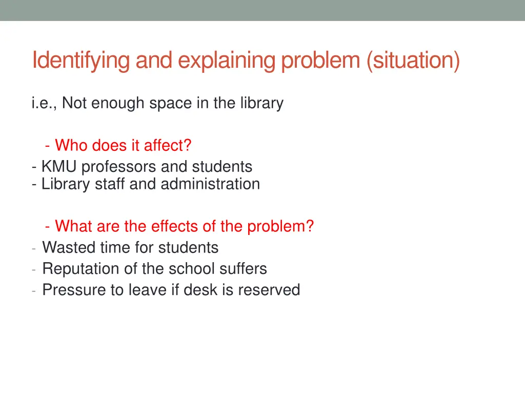identifying and explaining problem situation 6