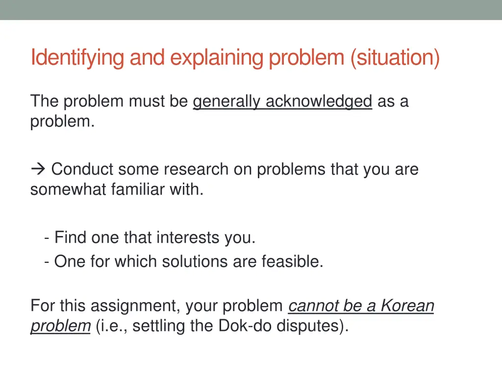 identifying and explaining problem situation
