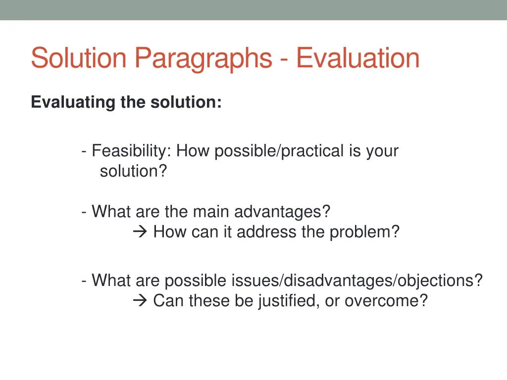 solution paragraphs evaluation