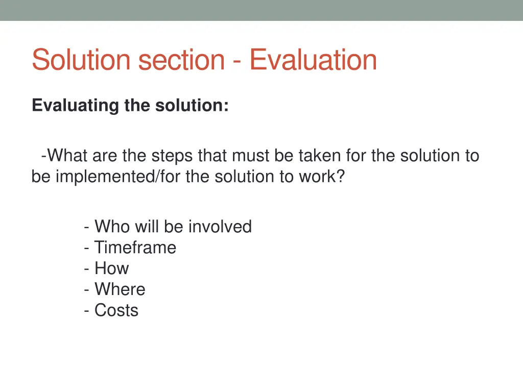 solution section evaluation