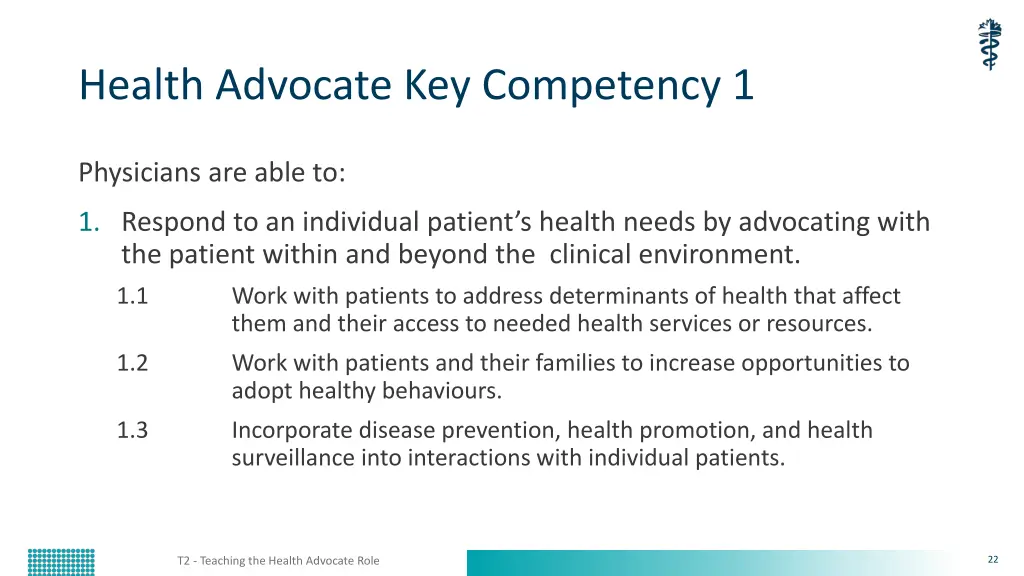 health advocate key competency 1