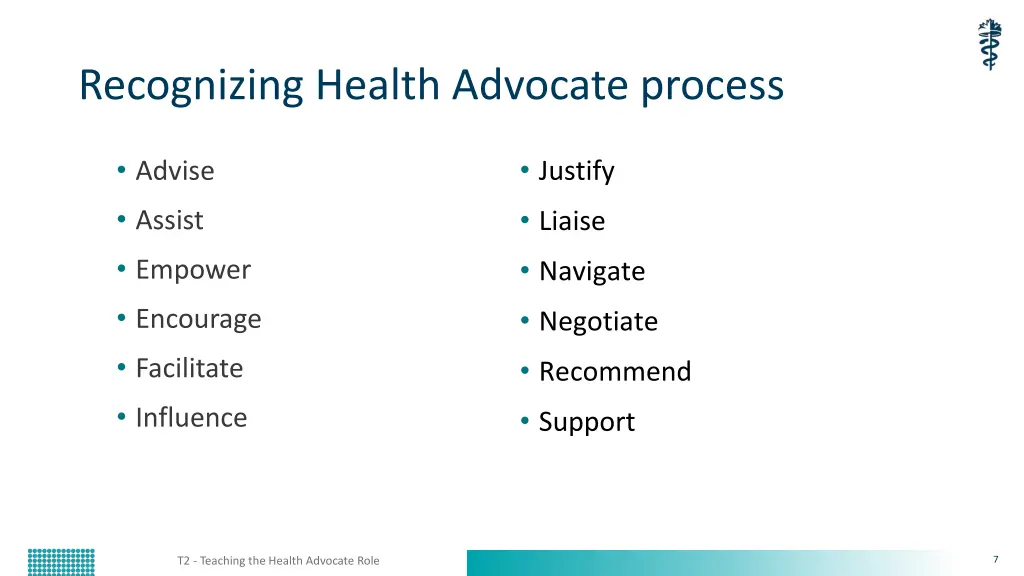 recognizing health advocate process