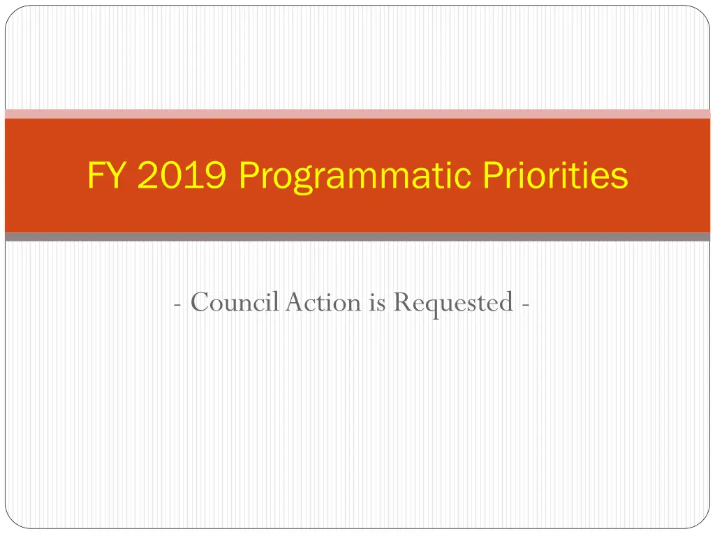 fy 2019 programmatic priorities