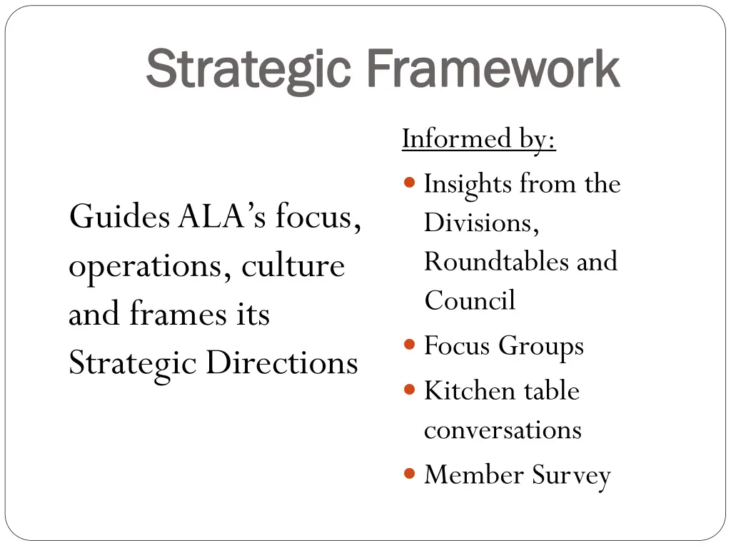 strategic framework strategic framework