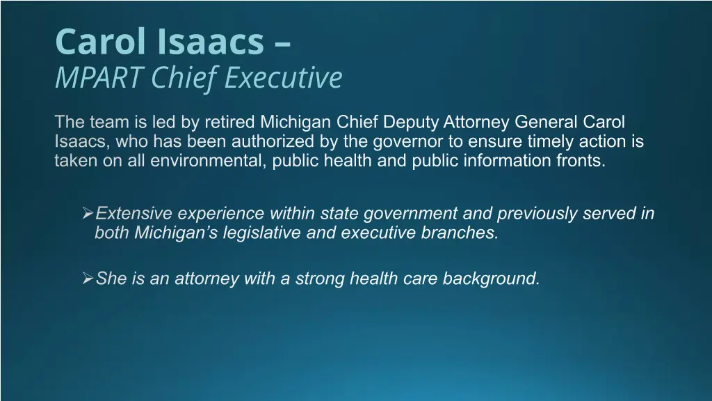 carol isaacs mpart chief executive