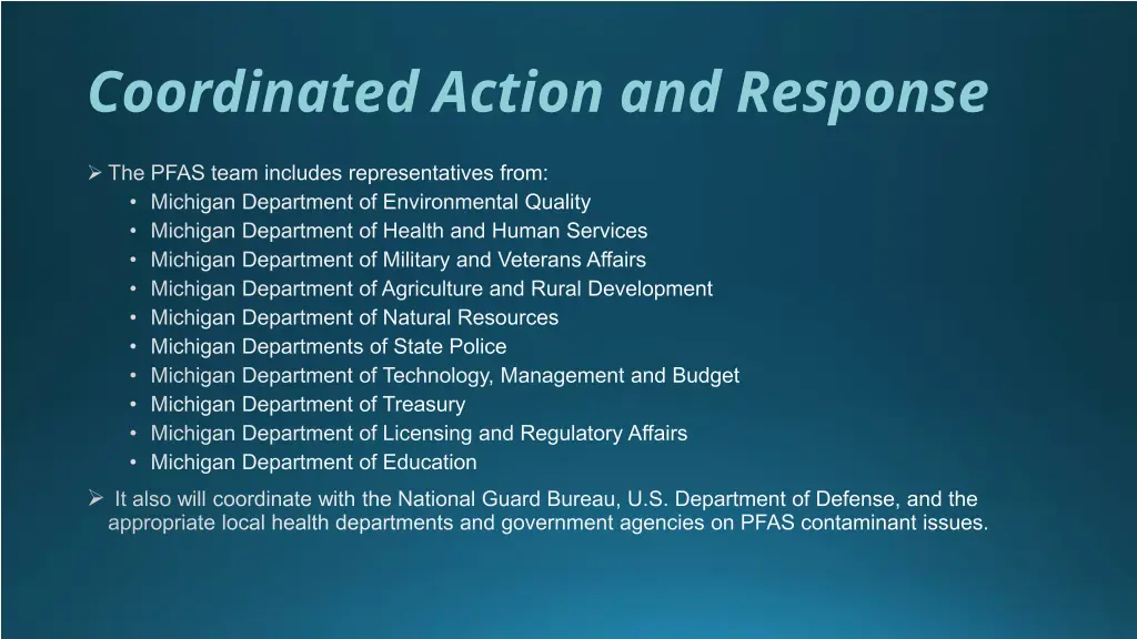 coordinated action and response
