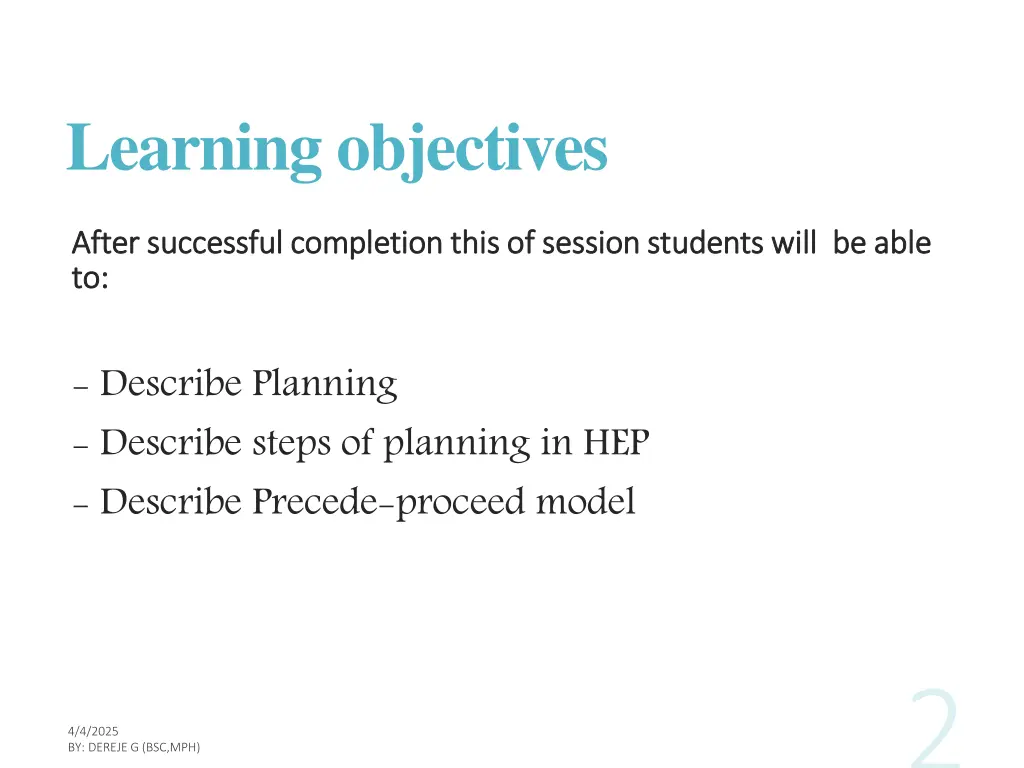 learning objectives