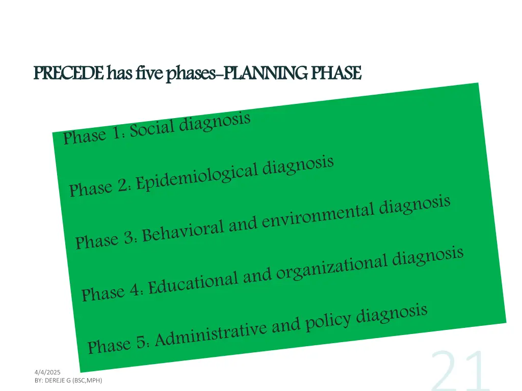 precede has five phases