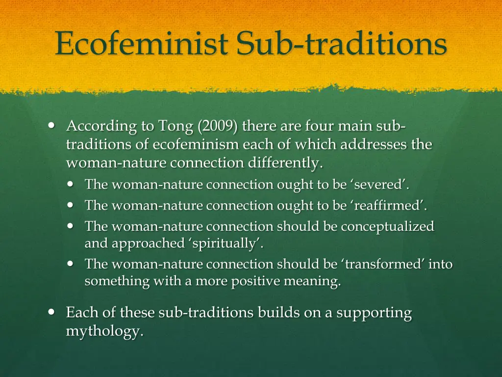 ecofeminist sub traditions