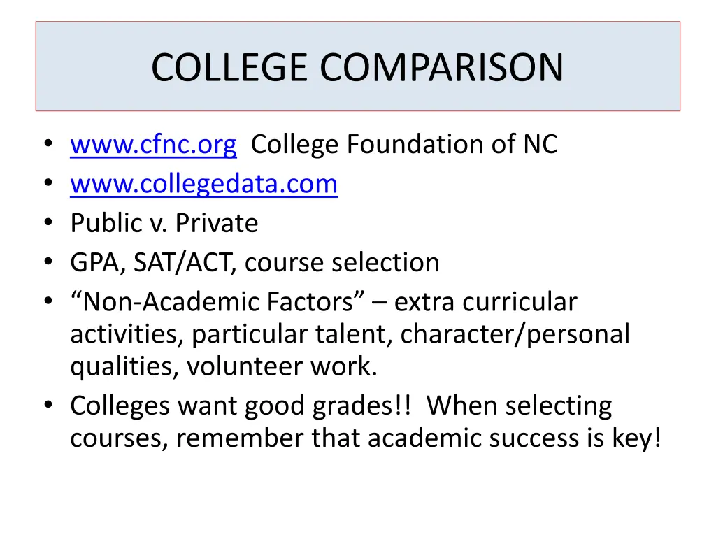 college comparison