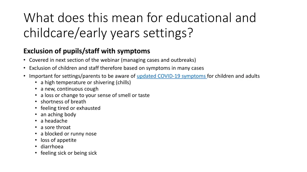 what does this mean for educational and childcare 2