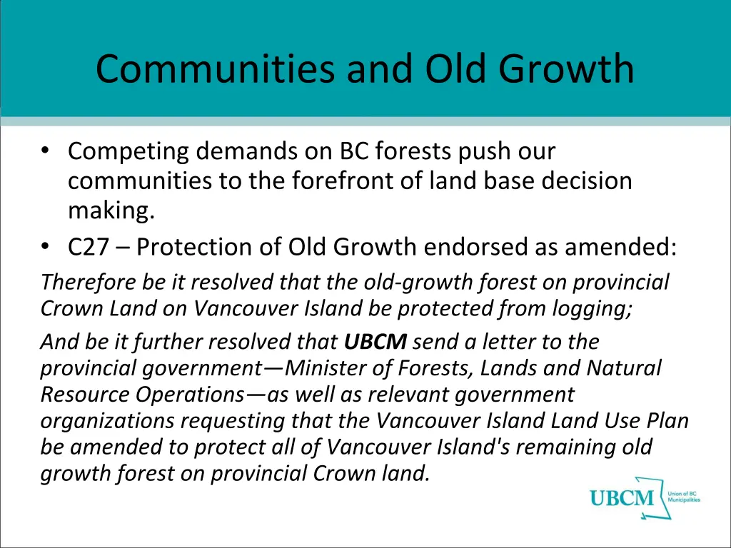 communities and old growth