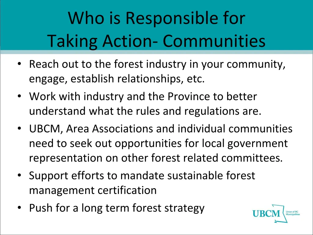 who is responsible for taking action communities