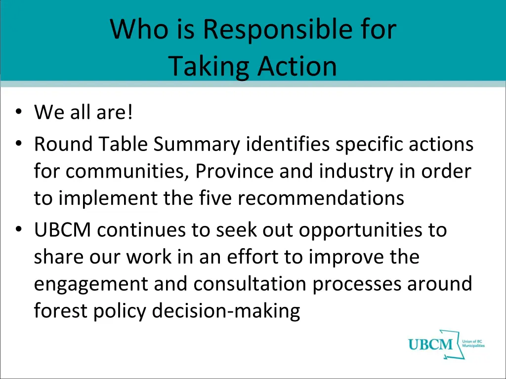 who is responsible for taking action