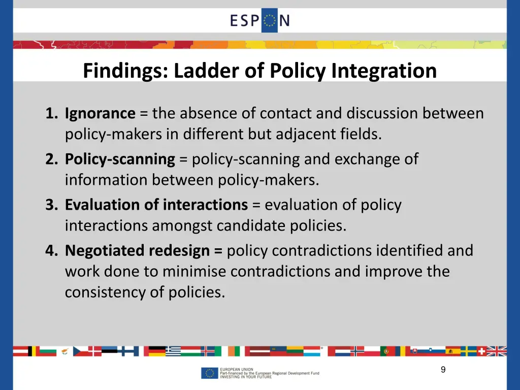 findings ladder of policy integration