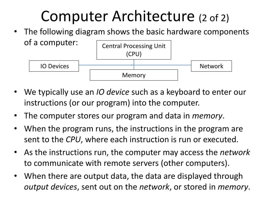 computer architecture 2 of 2 the following