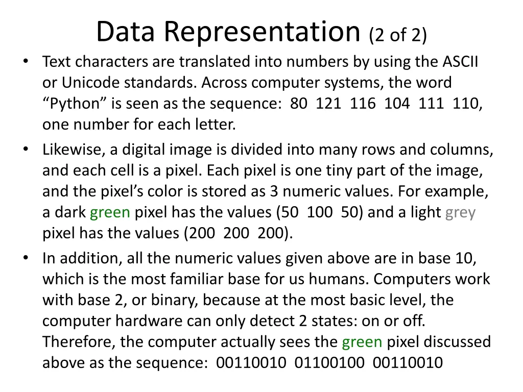 data representation 2 of 2 text characters