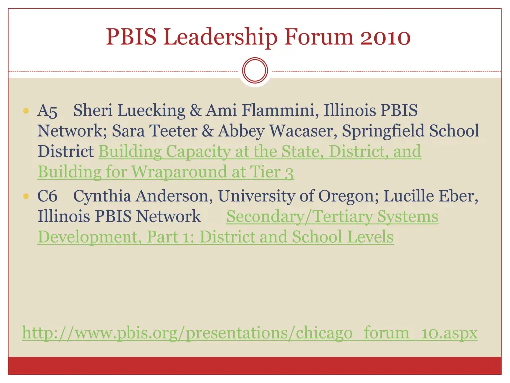 pbis leadership forum 2010