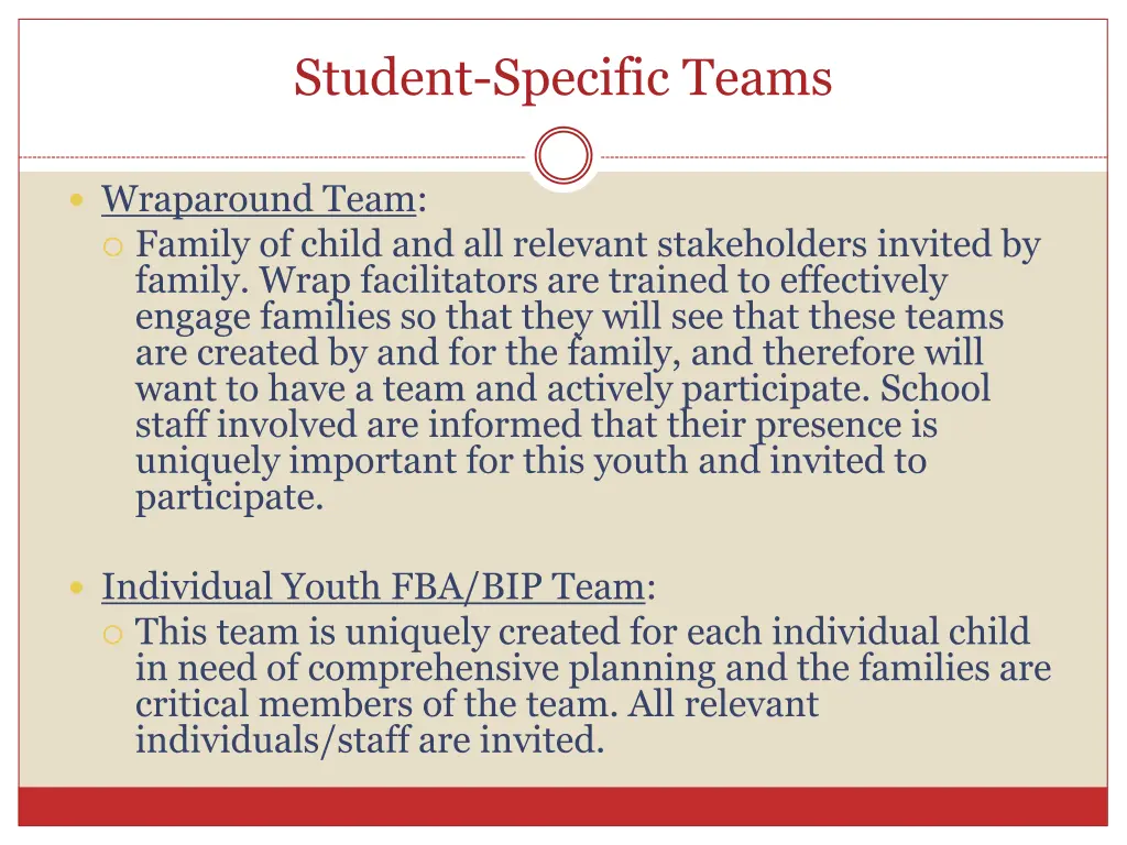 student specific teams