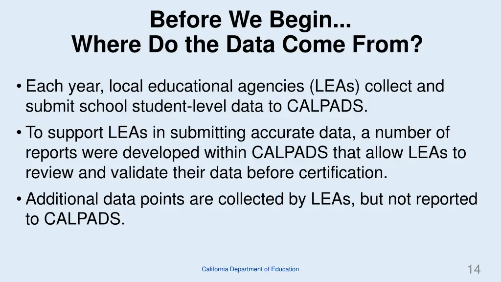 before we begin where do the data come from