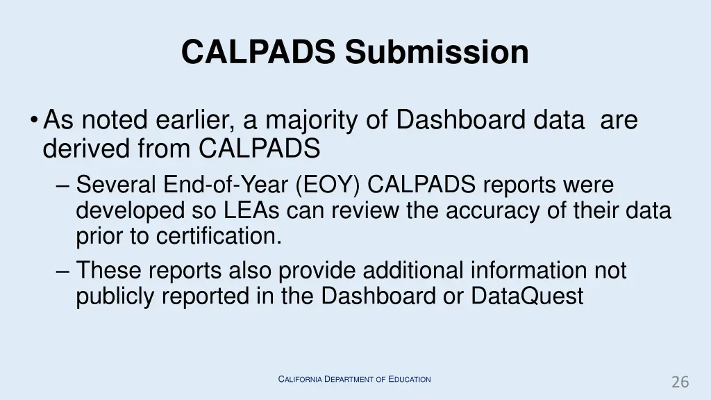calpads submission