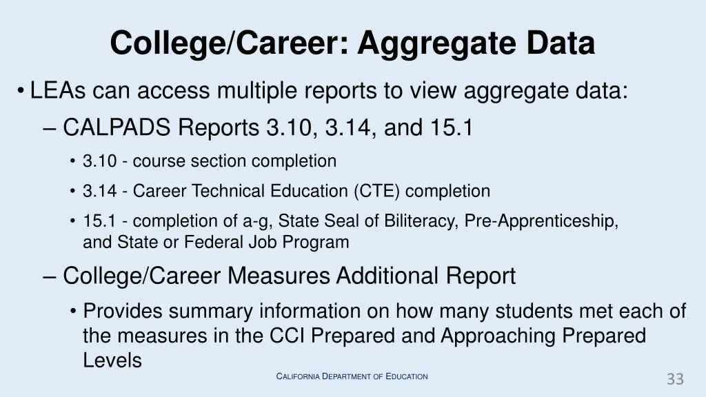 college career aggregate data