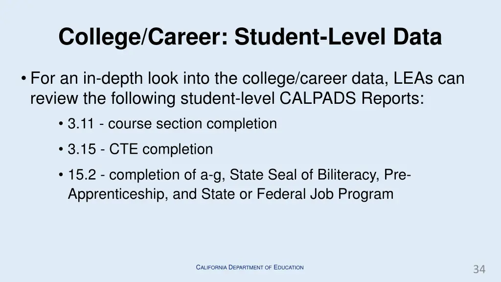 college career student level data
