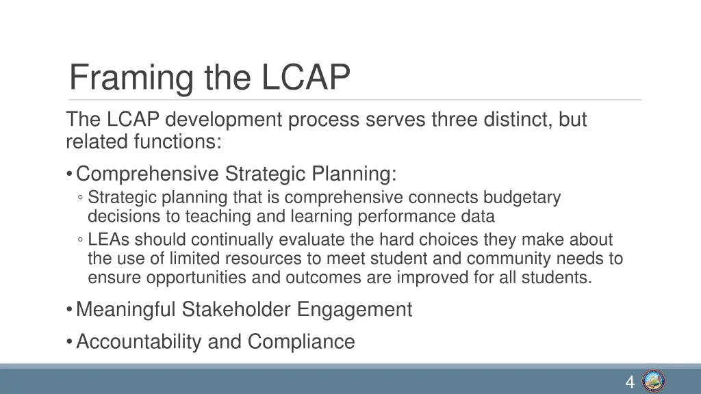 framing the lcap the lcap development process