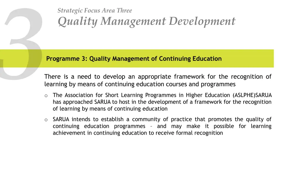 strategic focus area three quality management 4