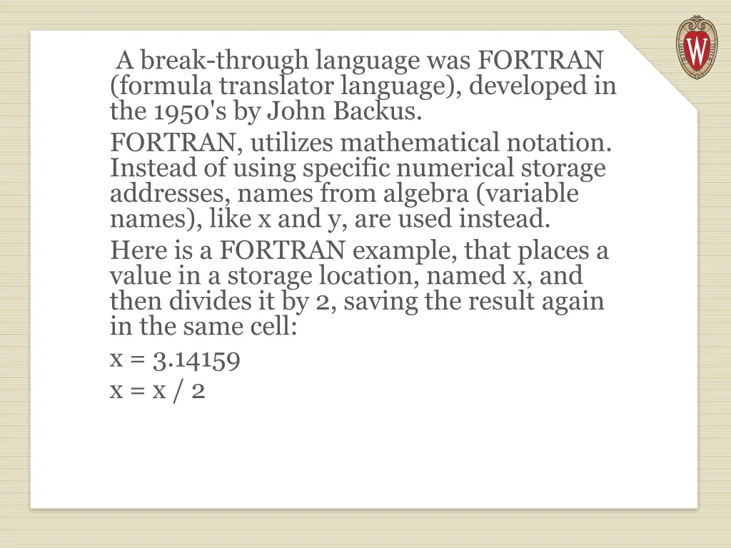 a break through language was fortran formula