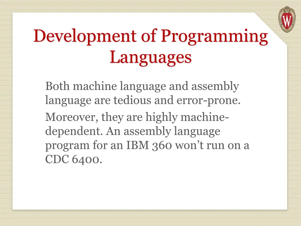 development of programming languages