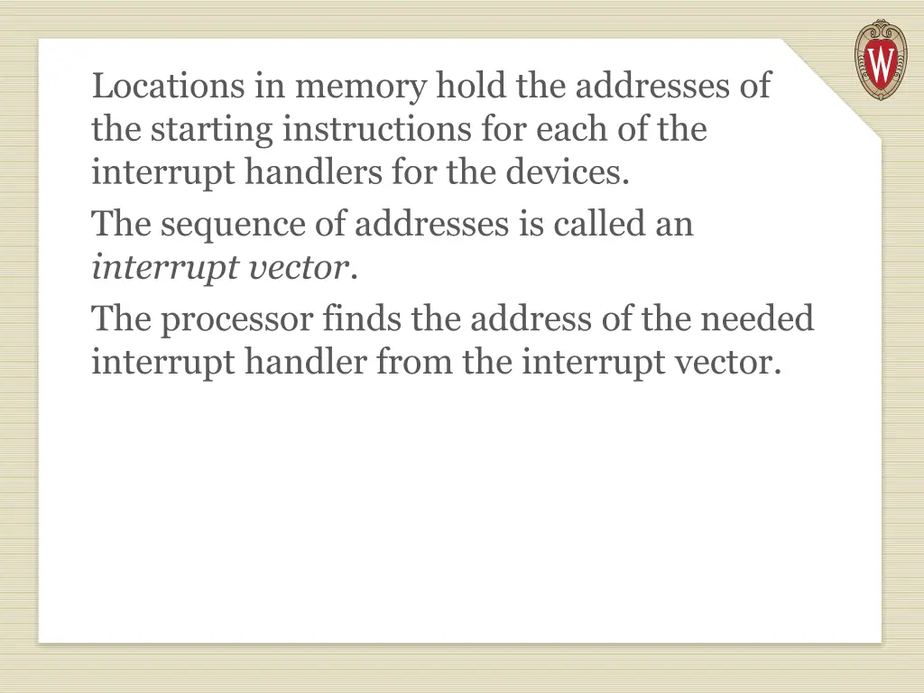 locations in memory hold the addresses