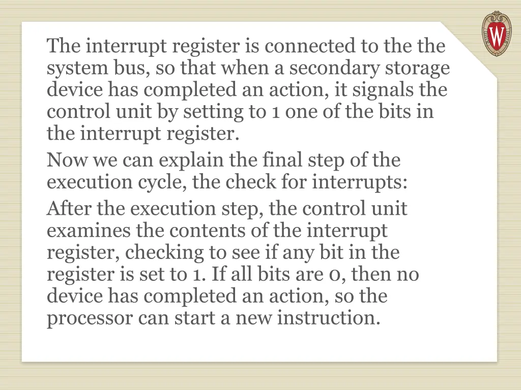 the interrupt register is connected