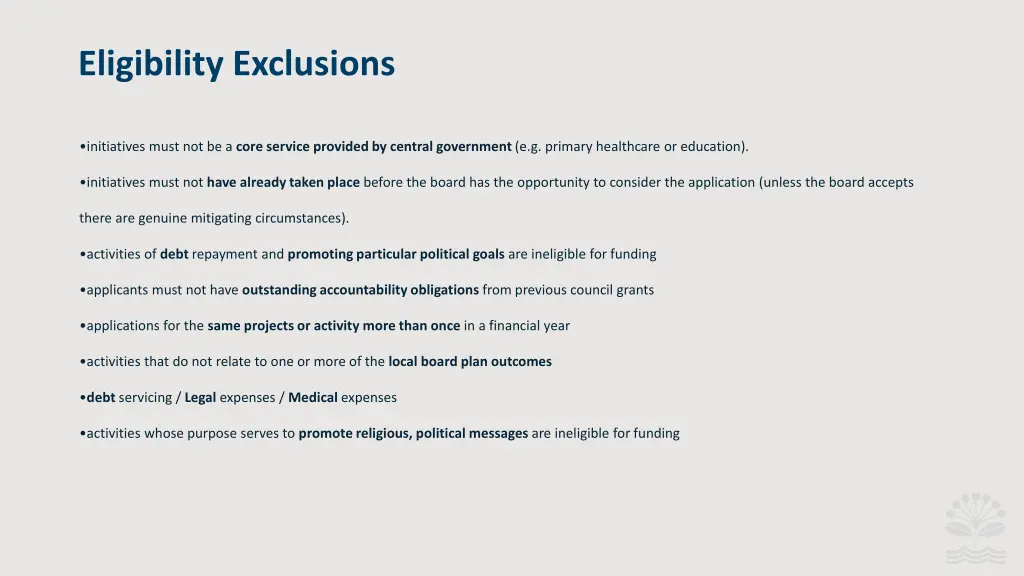 eligibility exclusions